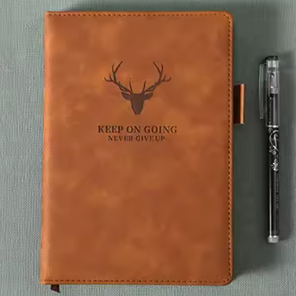 Thick leather-bound notepad