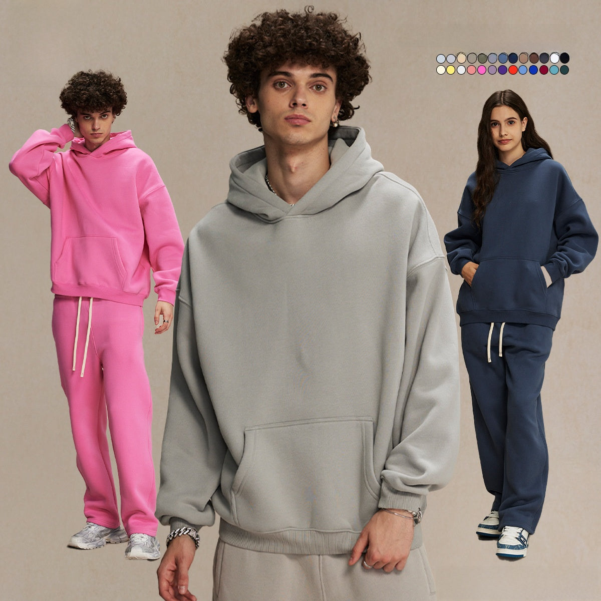 Thick-lined hooded sweatshirt