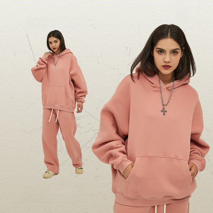 Thick-lined hooded sweatshirt