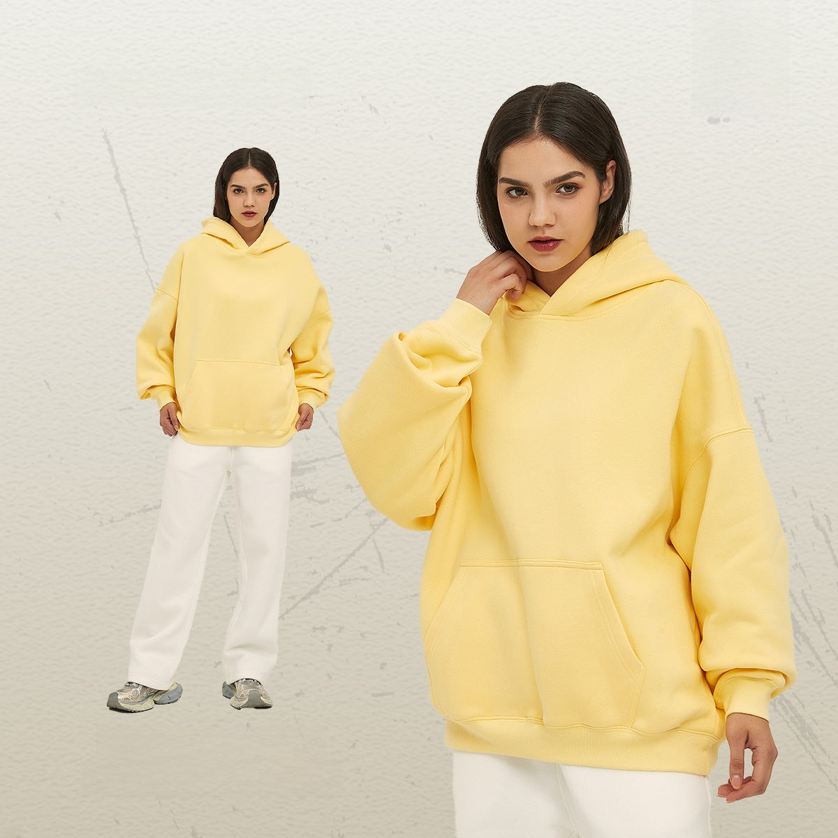 Thick-lined hooded sweatshirt