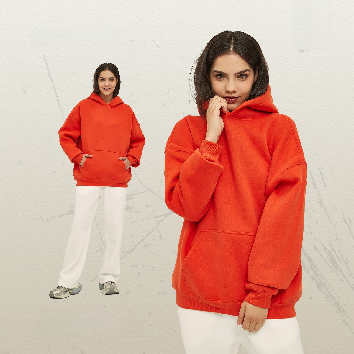 Thick-lined hooded sweatshirt