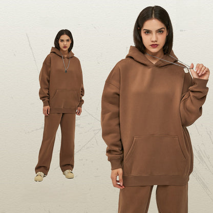 Thick-lined hooded sweatshirt