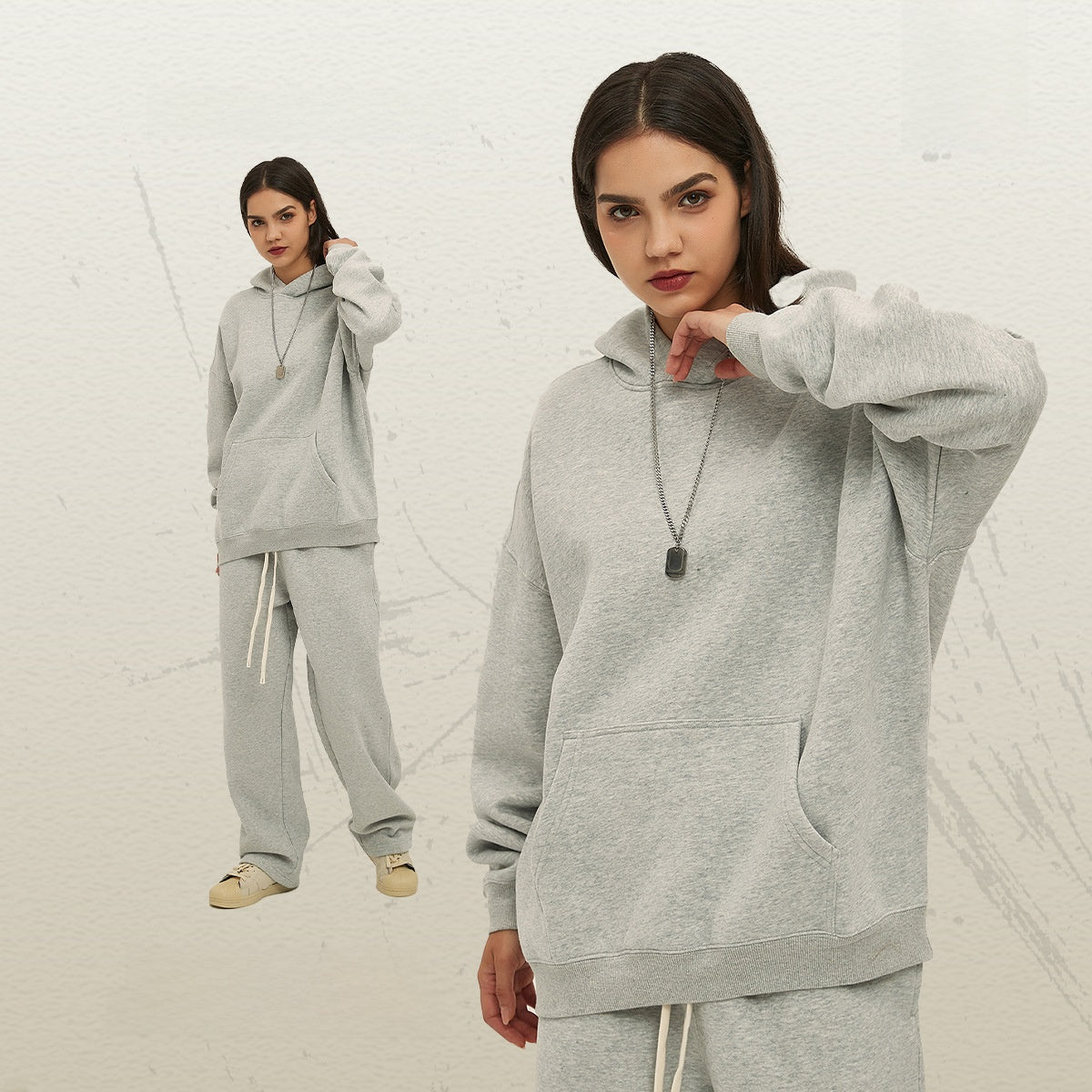 Thick-lined hooded sweatshirt