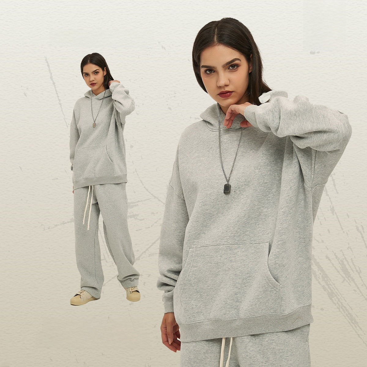 Thick-lined hooded sweatshirt