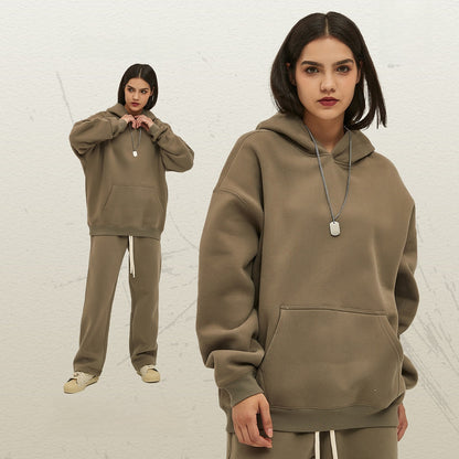 Thick-lined hooded sweatshirt