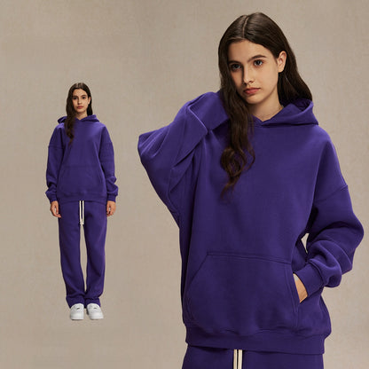 Thick-lined hooded sweatshirt