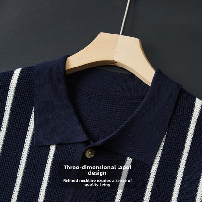 Thick Short Sleeve Color Block Polo Shirt
