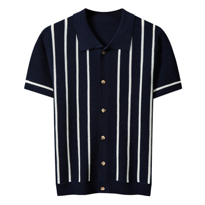 Thick Short Sleeve Color Block Polo Shirt