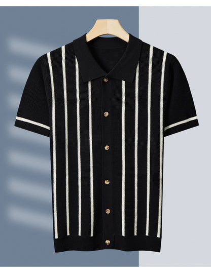 Thick Short Sleeve Color Block Polo Shirt