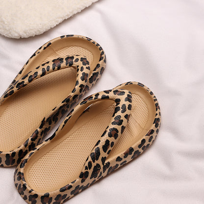 Thick Sole Leopard Print Flip Flops