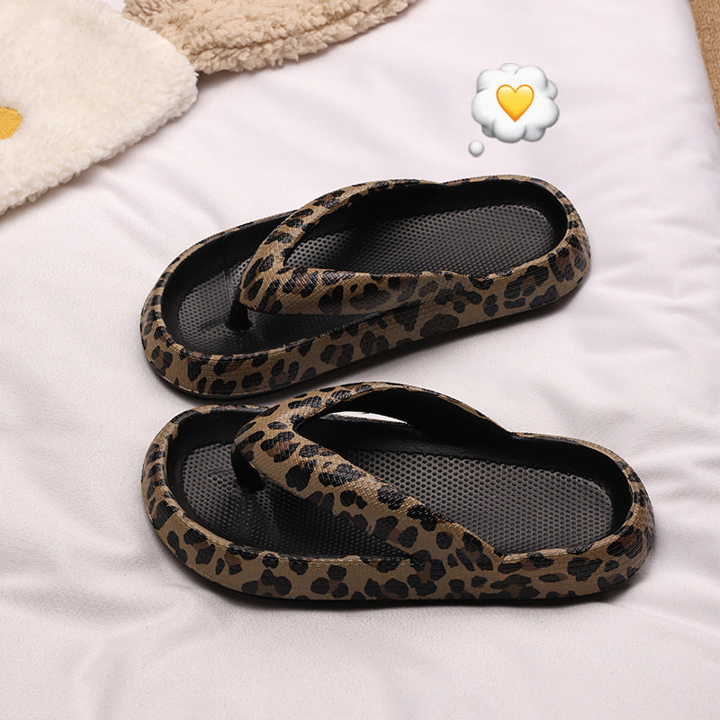 Thick Sole Leopard Print Flip Flops