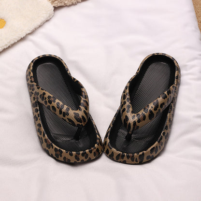 Thick Sole Leopard Print Flip Flops