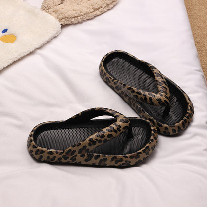 Thick Sole Leopard Print Flip Flops