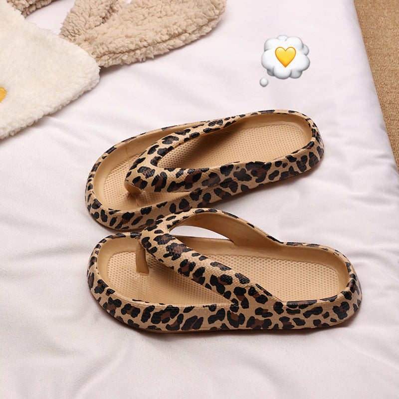 Thick Sole Leopard Print Flip Flops