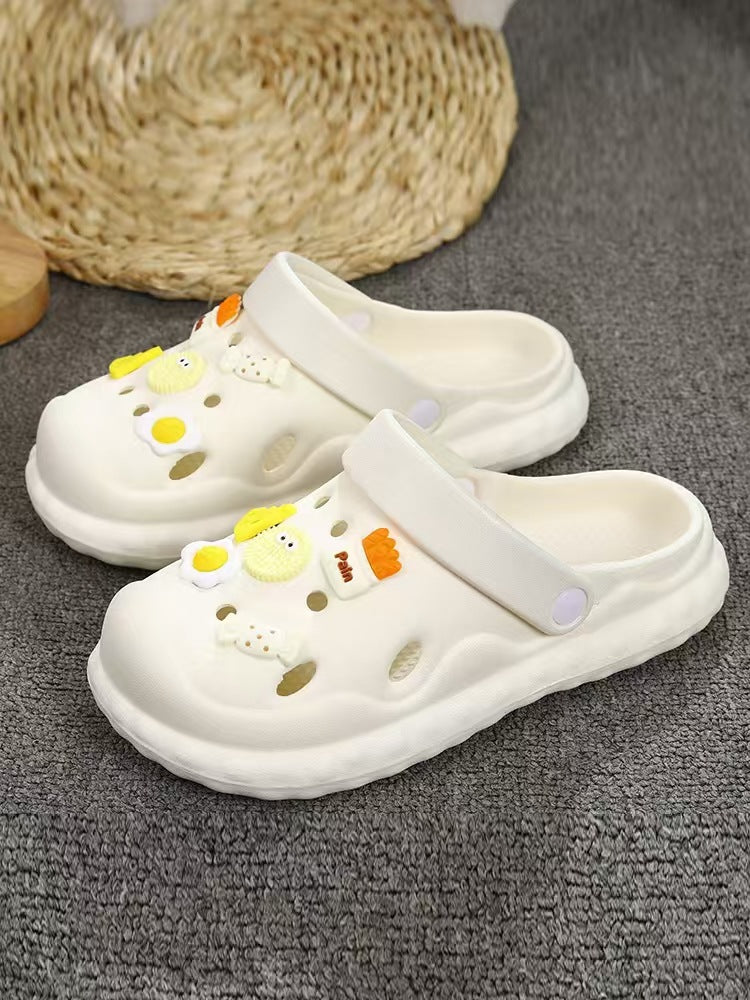 Thick-soled clogs can be worn outside