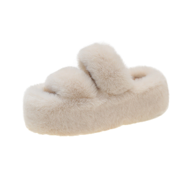 Thick-Soled Furry Slippers for Women