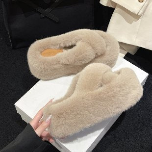Thick-Soled Furry Slippers for Women