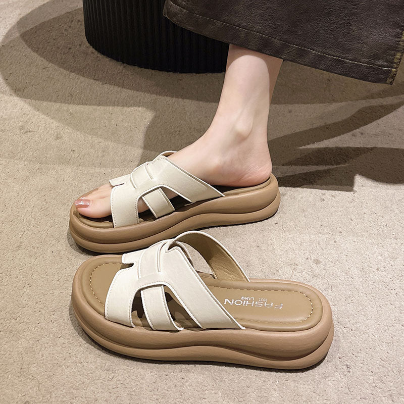 Thick-Soled Silver Sandals