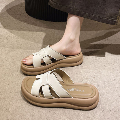 Thick-Soled Silver Sandals