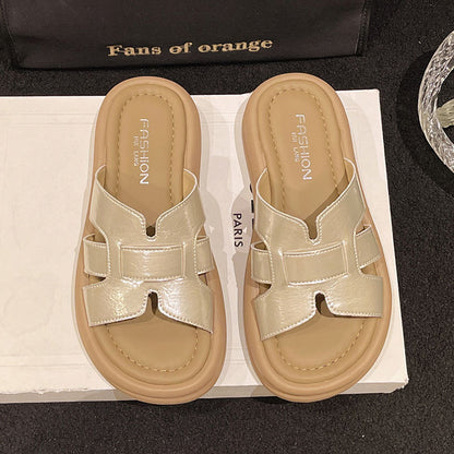 Thick-Soled Silver Sandals