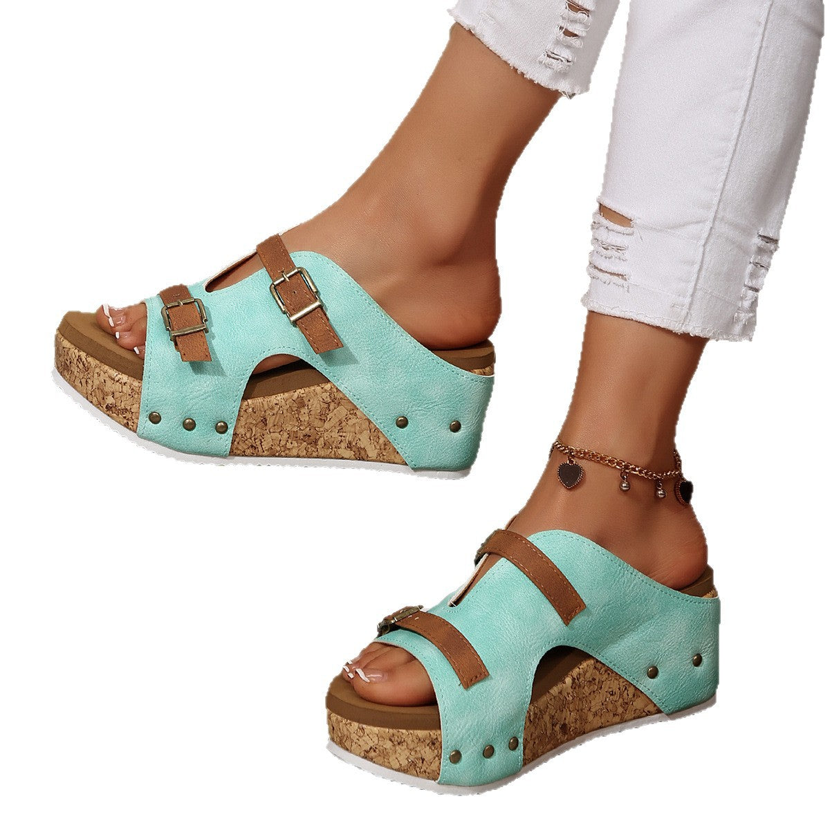 Thick-soled wedge sandals