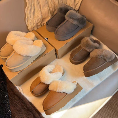 Thick-soled wool slippers