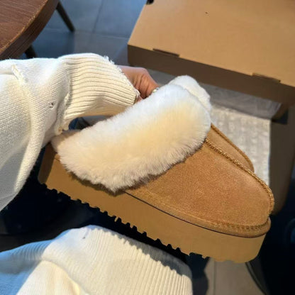 Thick-soled wool slippers