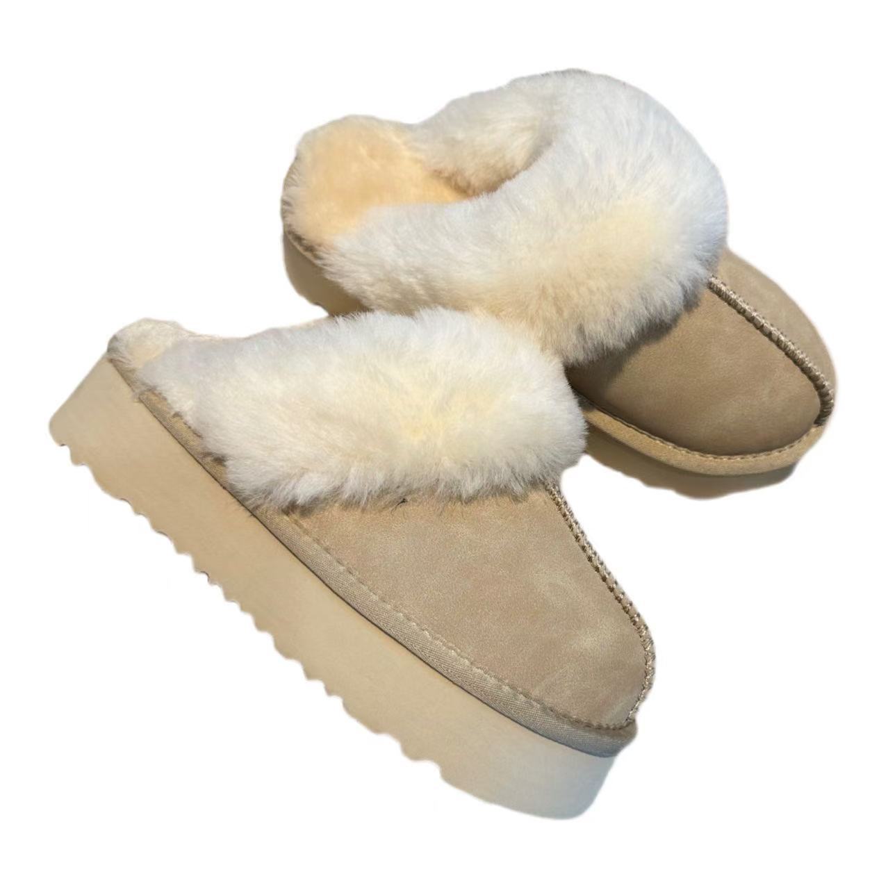 Thick-soled wool slippers