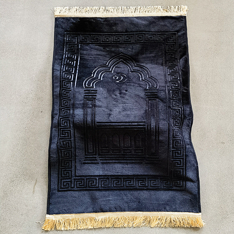 Thick Velvet Prayer Rug with Printed Design