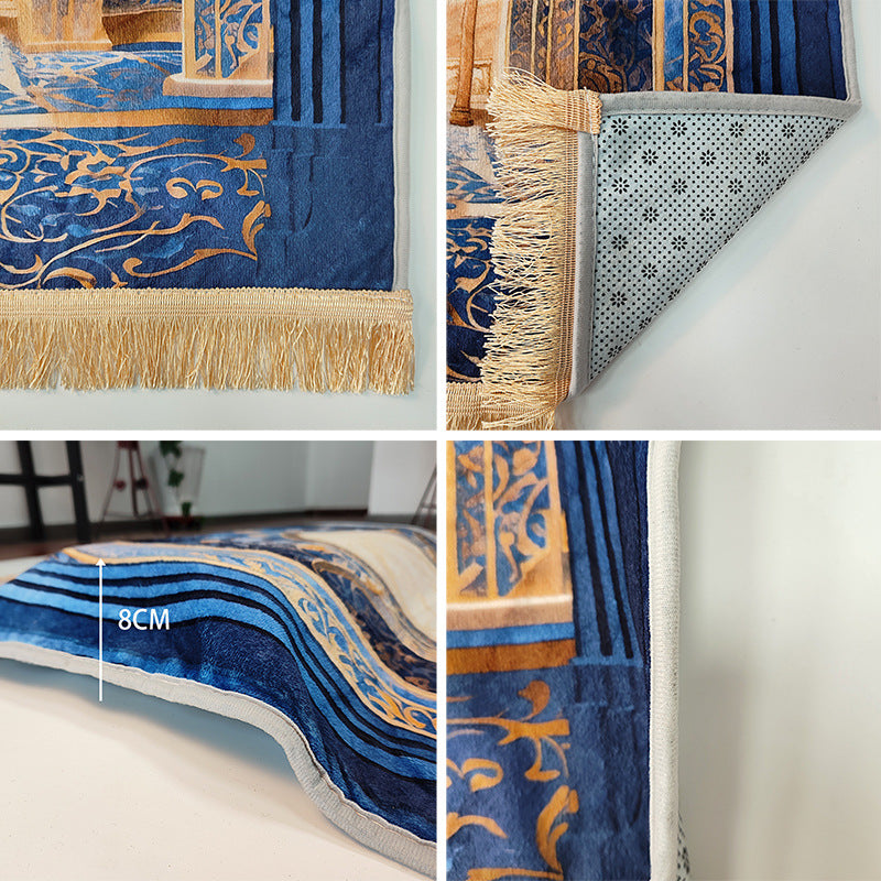 Thick Velvet Prayer Rug with Printed Design