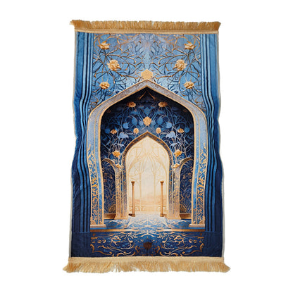 Thick Velvet Prayer Rug with Printed Design