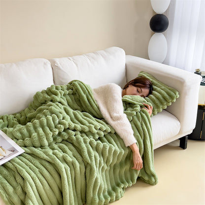 Thick Warm Rabbit Plush Flannel Blanket