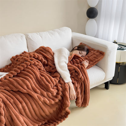 Thick Warm Rabbit Plush Flannel Blanket