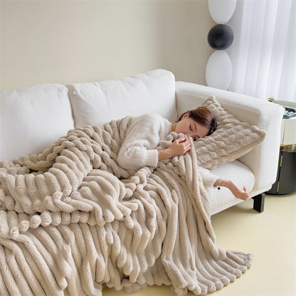 Thick Warm Rabbit Plush Flannel Blanket