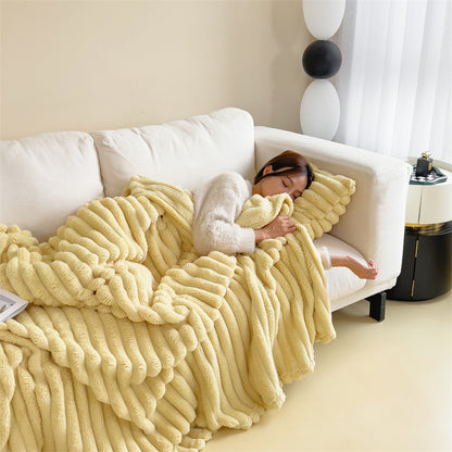 Thick Warm Rabbit Plush Flannel Blanket