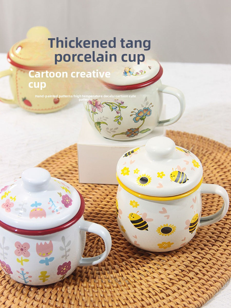 Thickened and cute enamel water cup