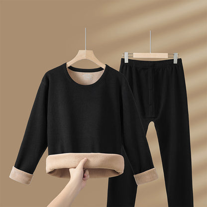 Thickened and fleece warm lambskin suit