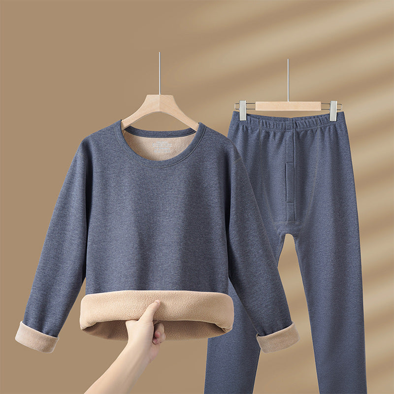 Thickened and fleece warm lambskin suit