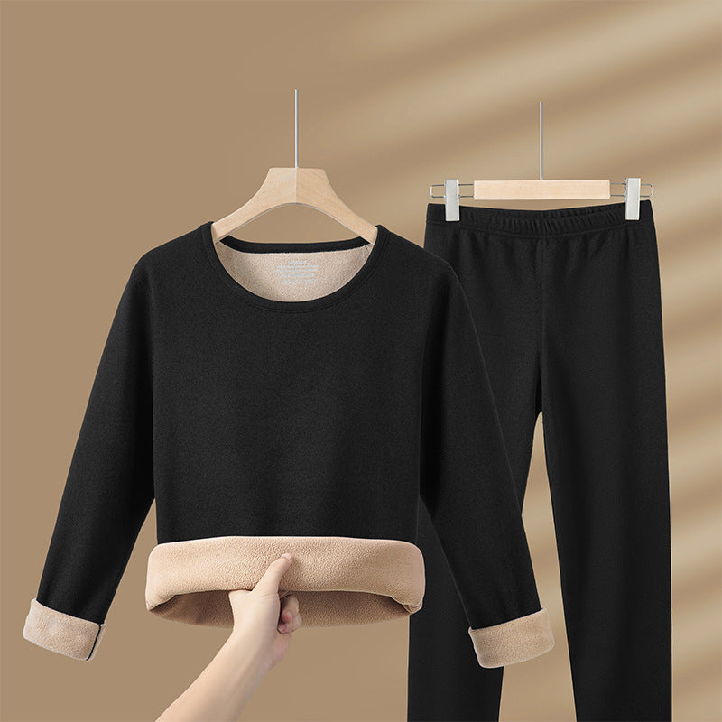 Thickened and fleece warm lambskin suit