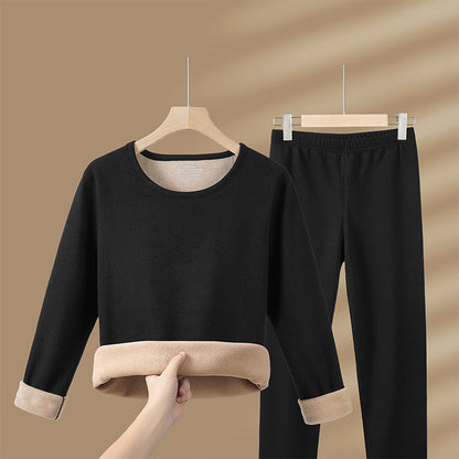 Thickened and fleece warm lambskin suit