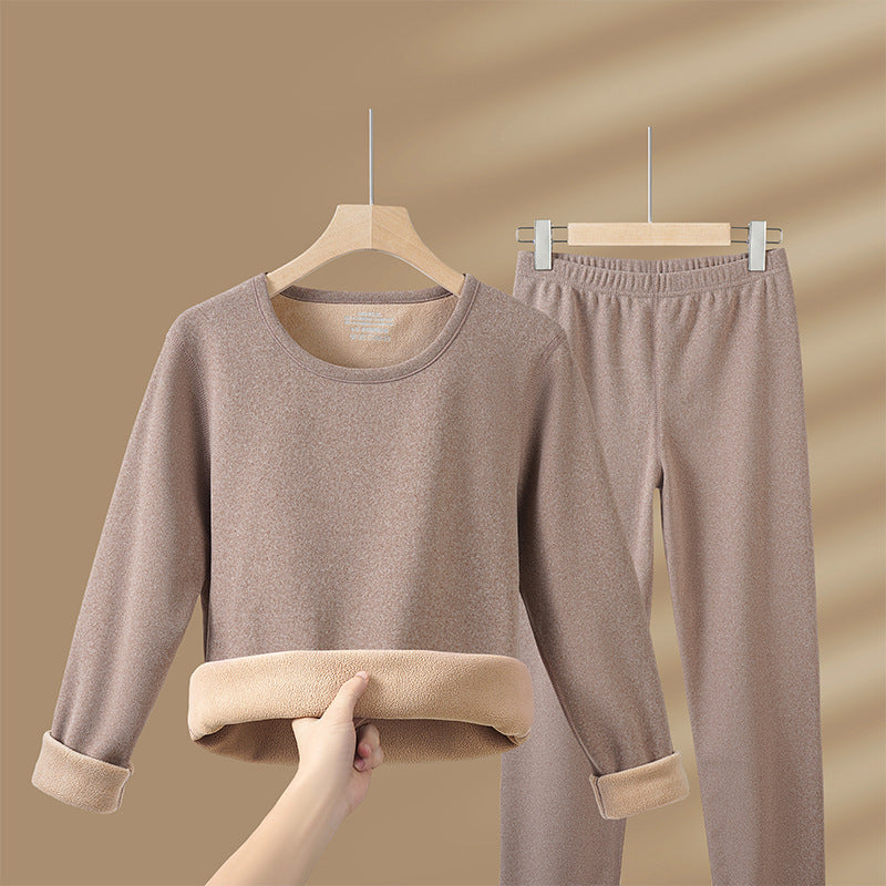 Thickened and fleece warm lambskin suit