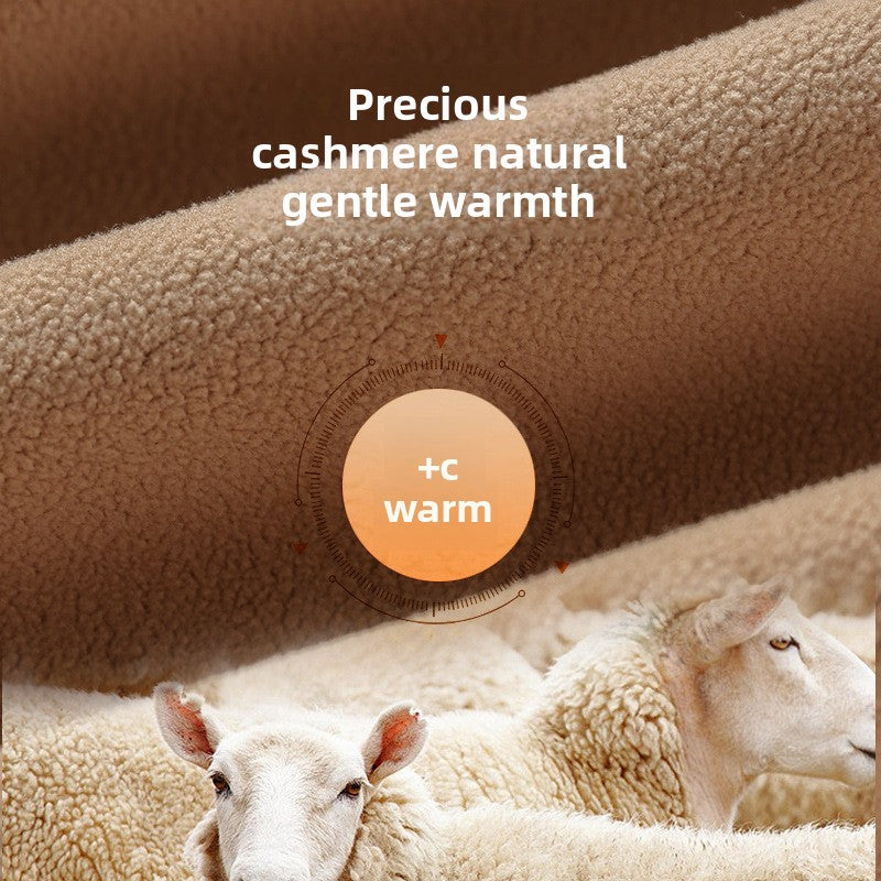 Thickened and fleece warm lambskin suit