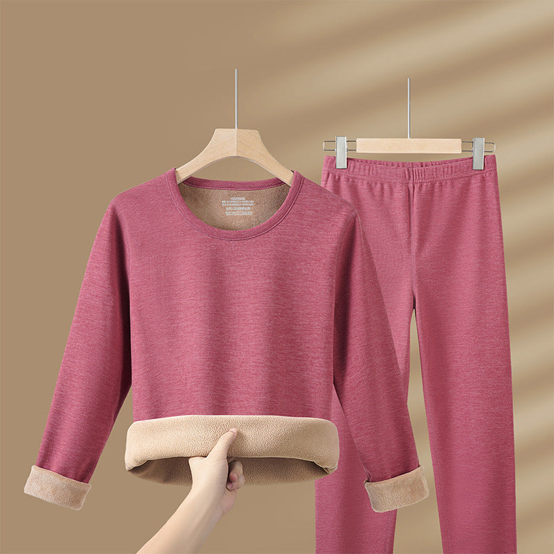 Thickened and fleece warm lambskin suit