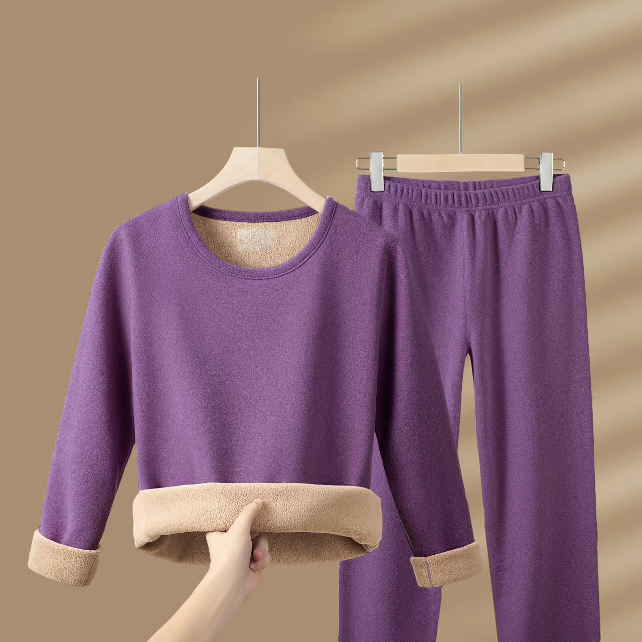 Thickened and fleece warm lambskin suit