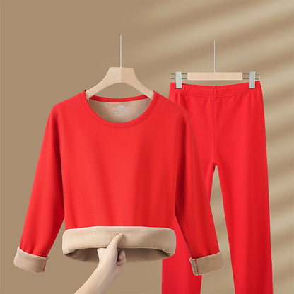 Thickened and fleece warm lambskin suit
