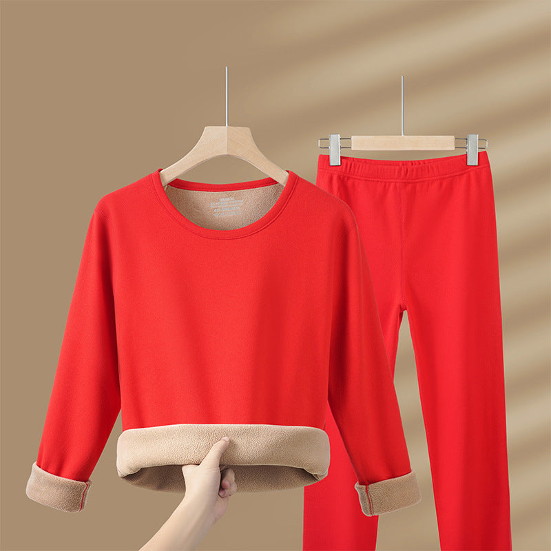 Thickened and fleece warm lambskin suit