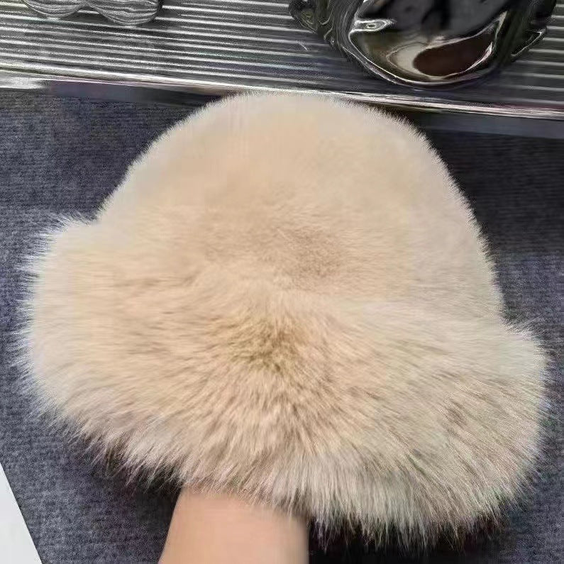 Thickened and warm faux fur fisherman's hat for women