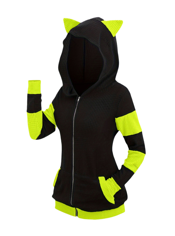 Thickened Cat Ear Zip Hoodie