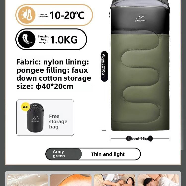 Thickened Cold-proof Sleeping Bag for Outdoor Camping