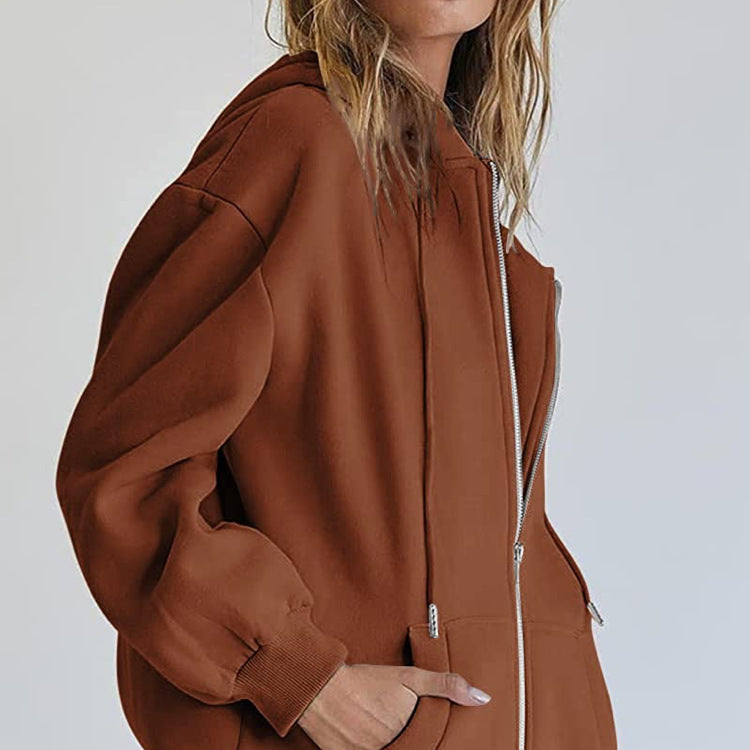 Thickened Hooded Zipper Sweatshirt